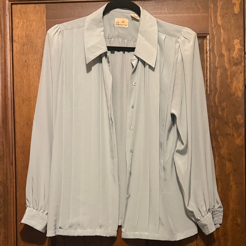 Liz Claiborne Soft Blue Pleated Shirt
